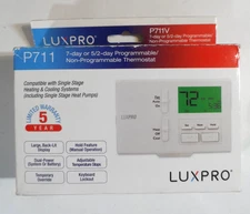 NEW - Luxpro 7 Day Programmable Thermostat P711 Single Stage Heating and Cooling