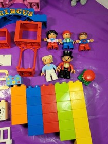 Lego Duplo Circus Lot 2000-13 Train Ringmaster Lion & Elephants Heads move Seal 