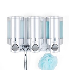 Better Living Aviva Wall Mount Shower Dispenser, 3 x 3-Chamber, Satin Silver