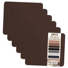 Couch Patch Repair Fabric,6-Piece Self-Adhesive 5.5in x 6.3in Dark Brown