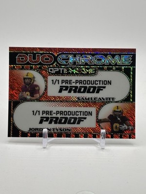 Sam Leavitt, Jordyn Tyson 25 Leaf Optichrome Duo Chrome 1/1 Pre-Production Proof