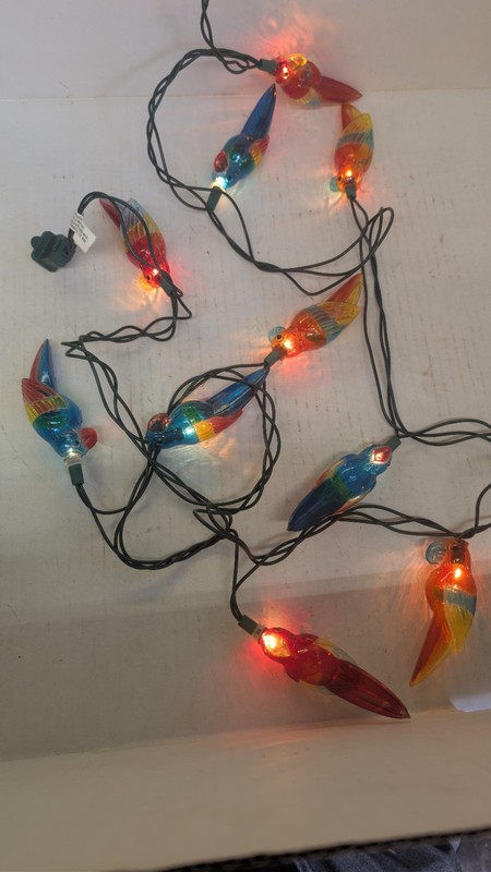 Vintage Parrot Bird Blow Mold 10 String Lights Patio Camper Indoor/Outdoor 8'L