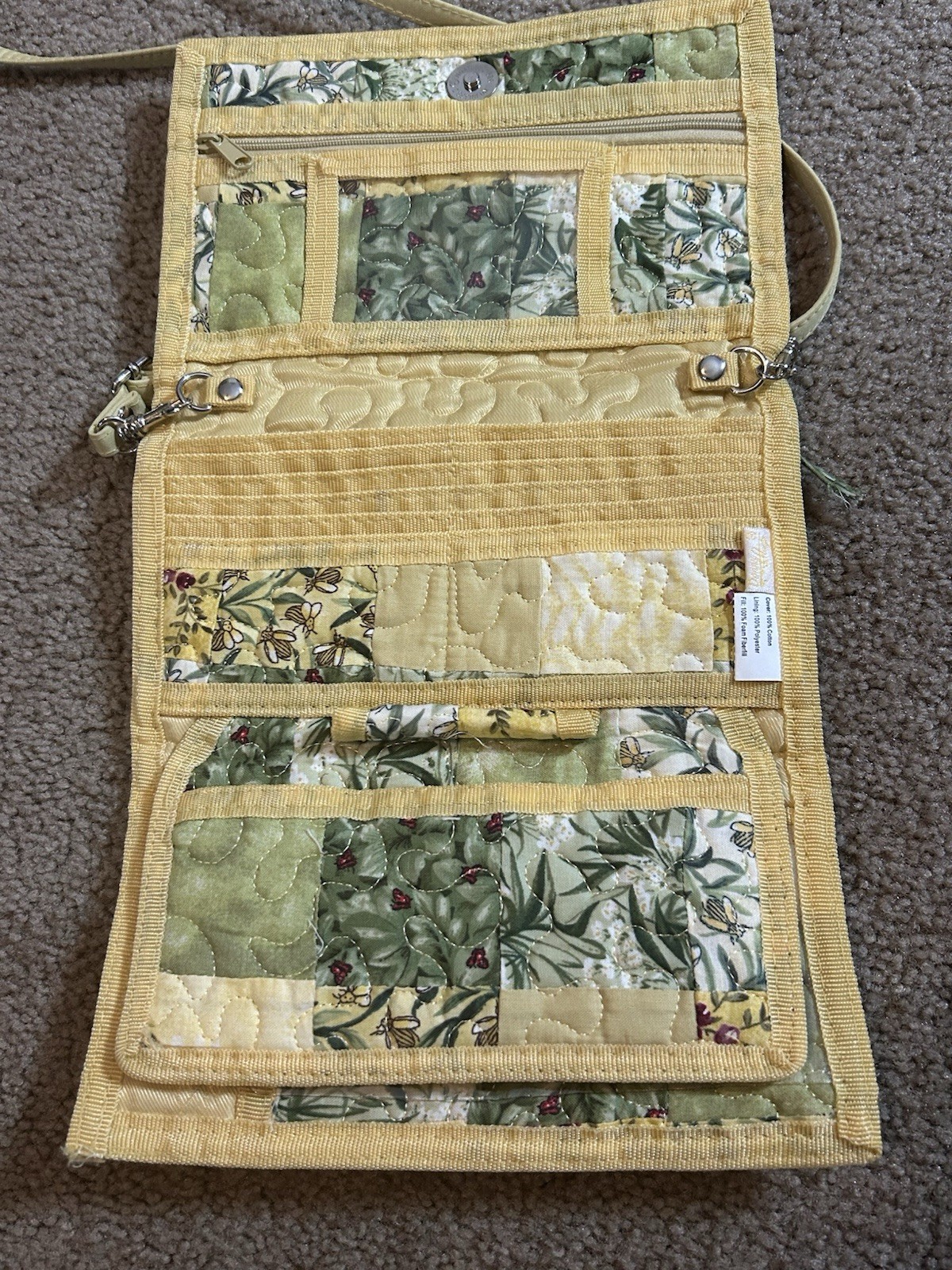 Donna Sharp Quilted Patch Work Yellow Crossbody T… - image 3