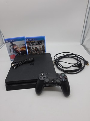 Sony PlayStation 4 Slim Konsole, Schwarz, Inkl. Controller, Spiele, Kabel 