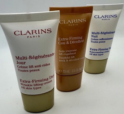 Clarins Extra-Firming 3 pk: Neck/Decollete, Day, & Night Rejuvenating Cream 