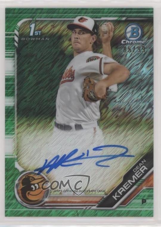 2019 Bowman Chrome Prospect Green Shimmer Refractor 85/99 Dean Kremer Auto 06z2