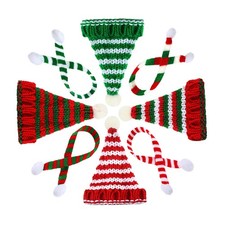 Mini Santa Hats for Crafts 10 PCS Knitted 3 Inch Scarf Set DIY Xmas Decor