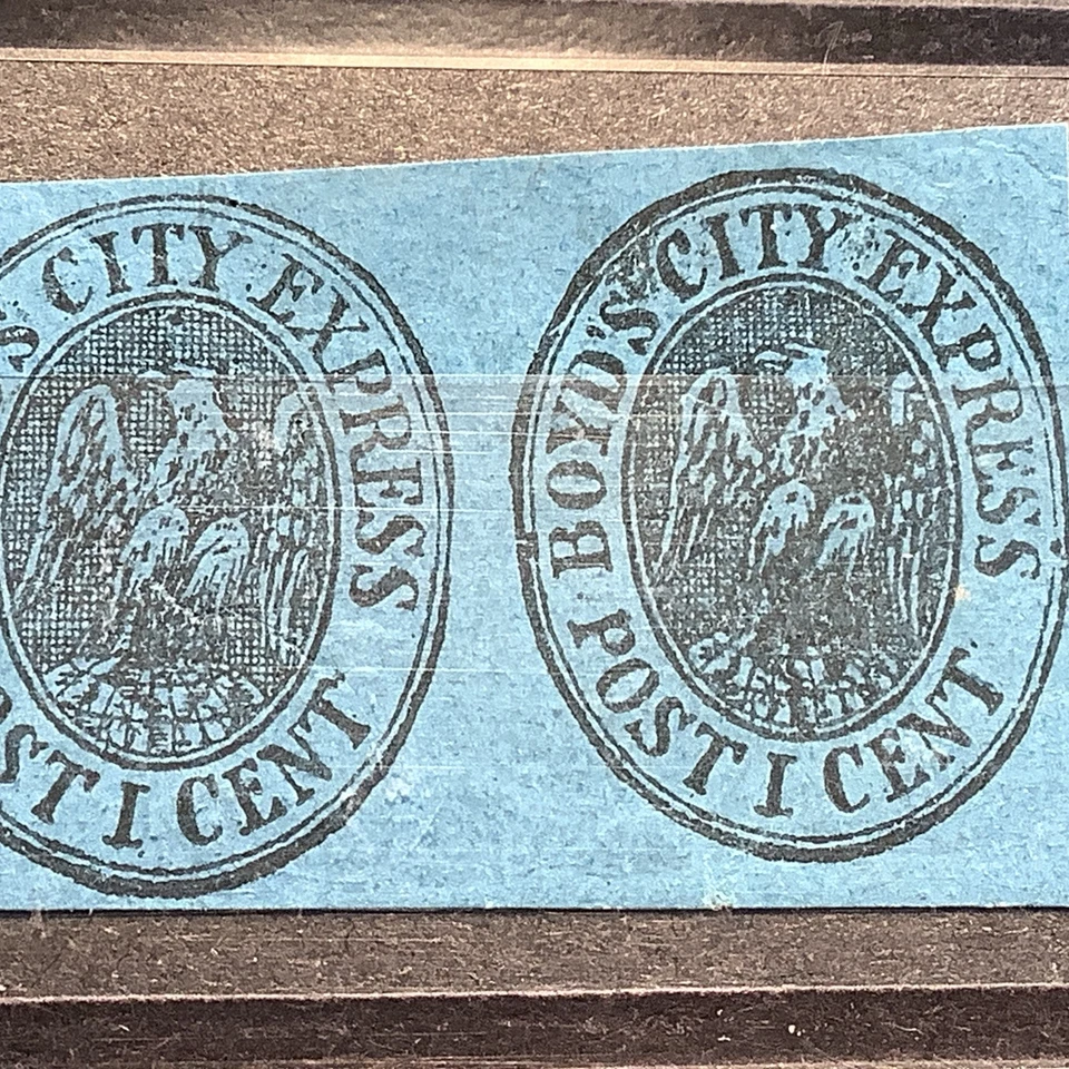 US Scott #20L25 Mint, OG  Genuine  1861 Local Boyd's City Express … Pair+single - Image 3 of 4