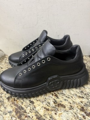 PHILIPP PLEIN Supersonic solid black chunky sole sneakers 9 42