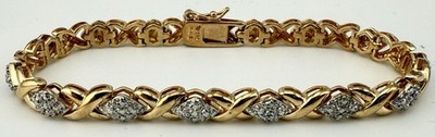 ROSS SIMONS VERMEIL 925 STERLINGSILBER DIAMANT CHIP XOXO 7 1/2'' ARMBAND K302C