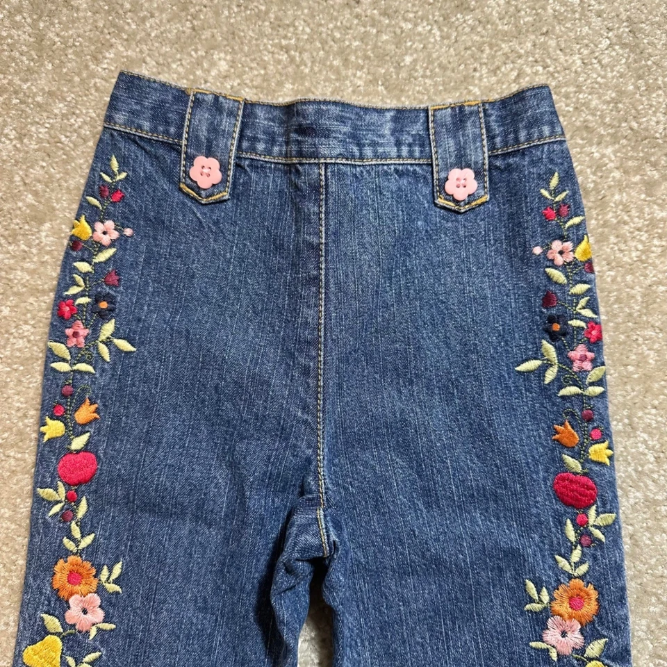Pantalones de mezclilla Gymboree de colección bordados florales informales apliques de flores azules Foto 3 de 4
