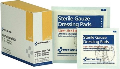 First Aid Only Dressing Pad, Gauze 2'' & 3'' - 48 Per Box