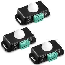 3 Packs 12 V 24 V PIR Sensor Adjustable LED c Black Infrared Motion Detector ...