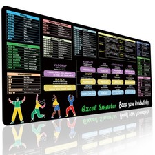 Excel Cheat Sheet Desk Pad: XL Extended Mouse Pad 31.5" x 11.8", Excel-v2