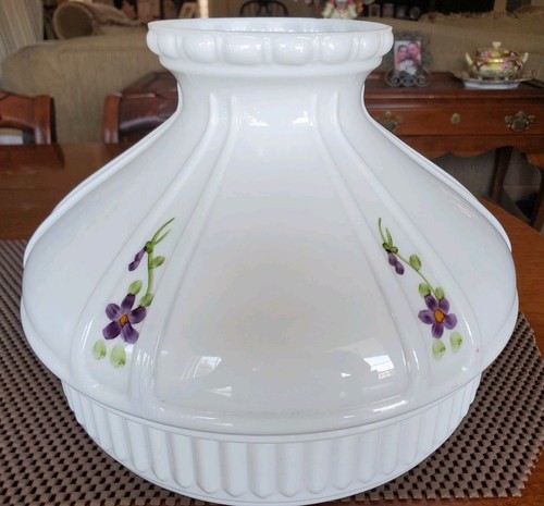 Lamp Shade For Aladdin Oil Lamp 10 Inch × 8 In. × 5 In. Milk Glass & Lavendar