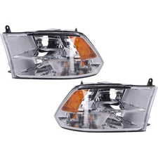 Headlight Asasembly Set For 13-18 Ram 1500 2500 3500 Left Right with Bulb Chrome