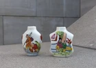 Chinese Snuff Jar Lot of Two (2) - Perfume Bottles Handpainted Vintage