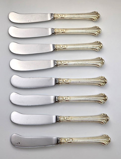 8 Towle SILVER PLUMES Sterling Silver Hollow Handle Butter Spreaders NO MONO