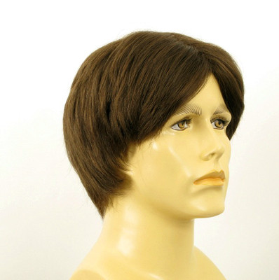 Perruque Homme Cheveux Naturels Châtain Clair - Modèle Justin 8 - Taille Moyenne