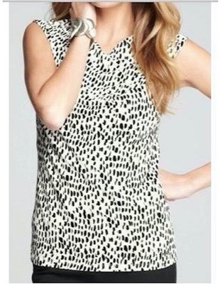 NWT Ann Taylor V Neck Sleeveless Drape Front Shell Top $48.00 Ivory