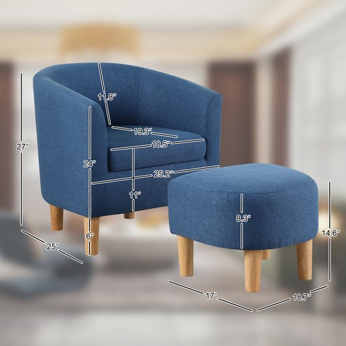 Modern Accent Single Sofa Upholstered Armchair LivingRoom Leisure Chair +Ottoman - Picture 31 of 66