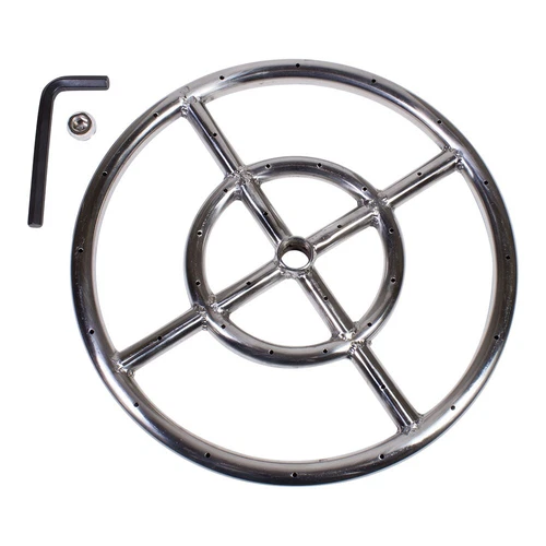 12" Round Fire Pit Burner Ring, Stainless Steel, Double Ring