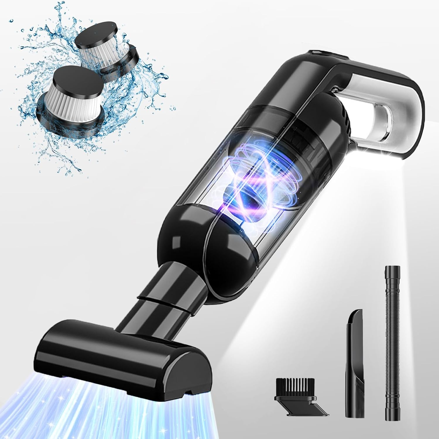 Handheld Vacuum Cordless, Portable Car Vacuum with LED Light,Rechargeable Hand V-image