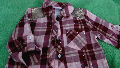 Chemise Western Fille LITTLE LASS, Or Paillettes Et Strass Cristal, Taille 3T (bébé 61 Cm)