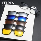 5 in 1 Magnetic Retro Clip-on Polarized Sunglasses Men Women TR90 Glasses Frame