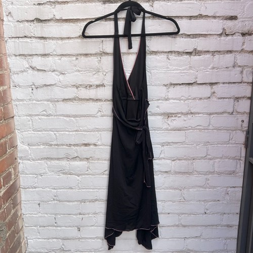 Y2K Rampage Asymmetrical Black Halter Dress with Pink Accents / Size M - Picture 2 of 5
