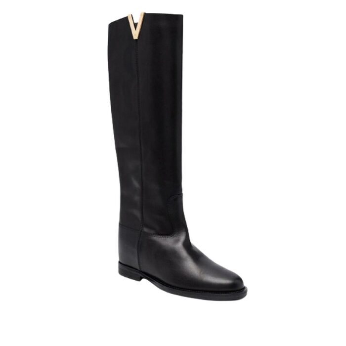 ロングブーツ VIA ROMA 15 FW25 Boots (2568 SANTA MONICANERO) Via Roma 15 Black Leather Santa Monica V Gold Boots Art