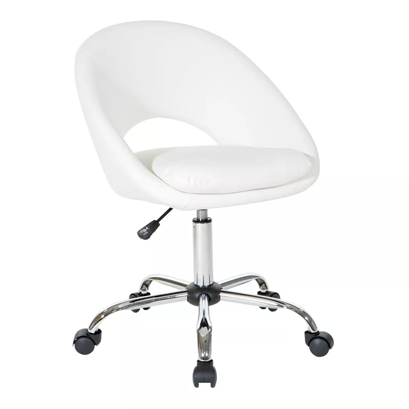 Milo Height Adjustable Home Office Chair in Durable White Faux