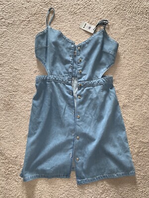Topshop MOTO Denim Cut Out Dress - Size 8 | eBay