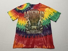 Laughlin 2011 River Run Men’s Tie Dye Skull Bone Shirt Made In USA Size Large