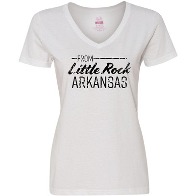 Inktastic From Little Rock Arkansas In Black Distressed Women's V-Neck T-Shirt