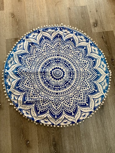 New 32” Mandala Round Floor Cushion Cover Pillowcase Sham Bohemian Ottoman NEW - Picture 3 of 8