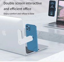 Laptop Side Mount Clip   Magnetic Dual-Screen Phone Holder Adjustable Bracket