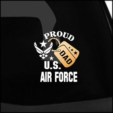 Proud Air Force Dad Vinyl Car Decal Sticker 6 H With Gold Military Dog Tag Ii