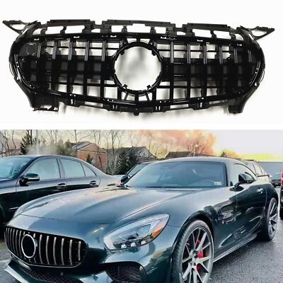 1x Black Front Grille Grill Body Kit For 2015-2016 Benz GT GTS C190 R190