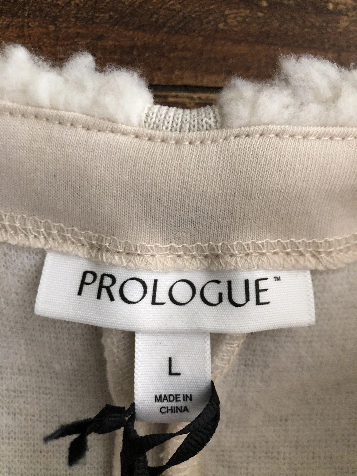 OFF WHITE Felpa Sherpa Maglione Donna Crema Prologue Manica Lunga L Nuovo con Etichette
