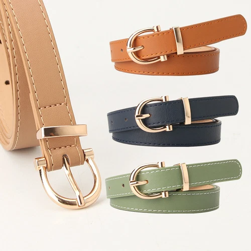 Ladies Women Fashion Belt Student Jeans Embellished With Thin Belt Outfit Belted