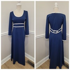 Vintage Polyester Mod GoGo Hippie Dress/Sailor Style