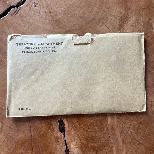 1963 US MInt Proof Set PC US Philadelphia Opened Envelope Unsealed - Picture 2 of 9