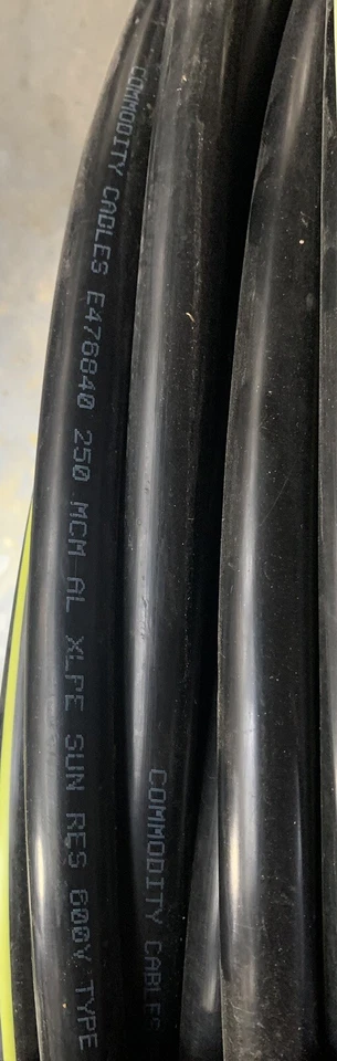 Cable de entierro directo URD de aluminio de 43’ de largo 250-250-250-3/0 (250 amperios) cable 600 V Foto 3 de 3