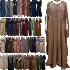 Dubai Women Muslim Open Cardigan Abaya Islamic Long Robes Kimono Ramadan Gown