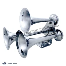 3 Trumpet "Competition Series" Chrome Train Horn Truck Semi United Pacific 46151