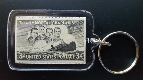 Encased Vintage Stamp Keychain Fob Memorial-Mother-Veteran-Navy-Army-WW1-WW2 .. - Picture 9 of 11