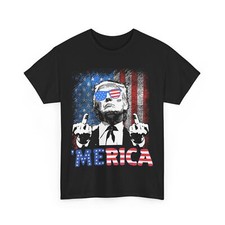 Funny Trump 4th Of July Merica American Flag Sunglasses T-Shirt