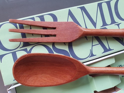 Claudio Bernini Salatbesteck Holz Keramik Ceramica Toscana OVP unbenutzt rosa - Bild 2 von 3