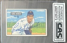 1951 Bowman #83 Carl Scheib Authentic Autographed Card (CAS Cert.)